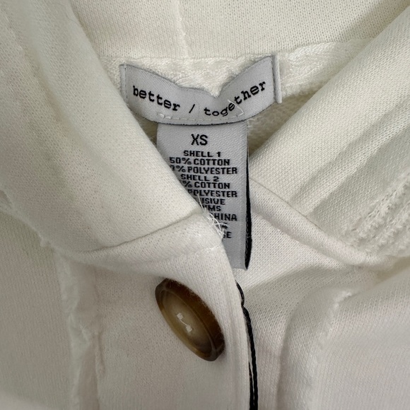 Better Together White Waffle Knit Button Hoodie | XS NWT - Picture 4 of 4